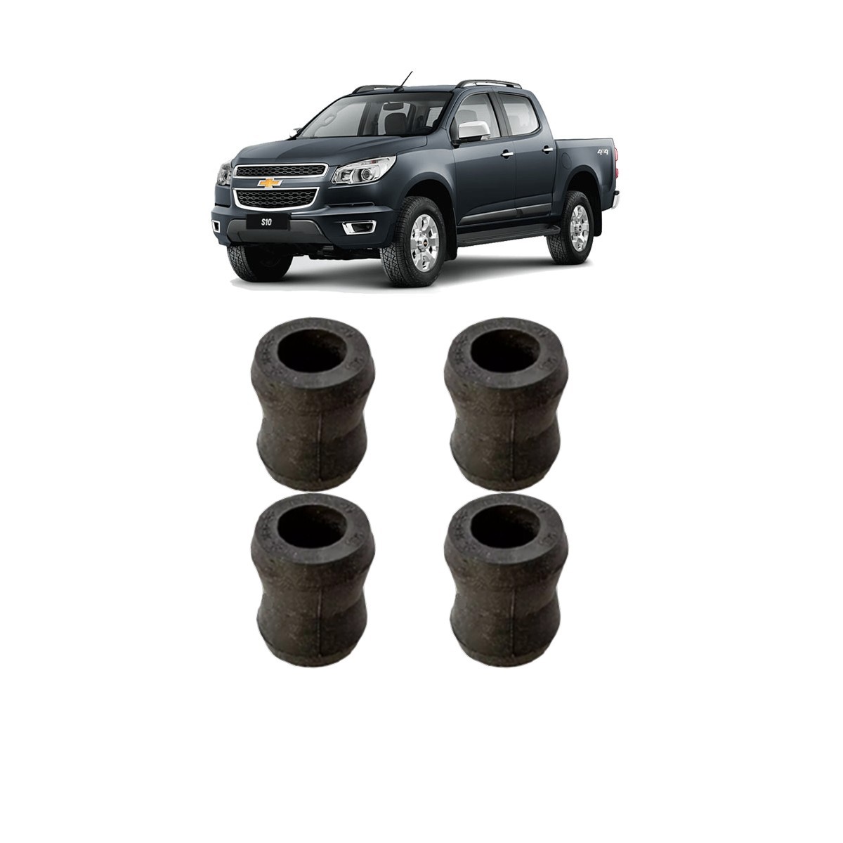 4 Bucha Amortecedor Traseiro Nova S10 2015 2016 2017 Kit