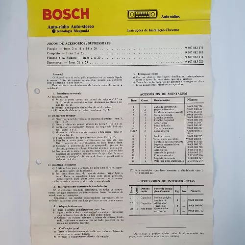 KIT Reparo de Fixação do Auto Rádio Original Bosch - Chevette