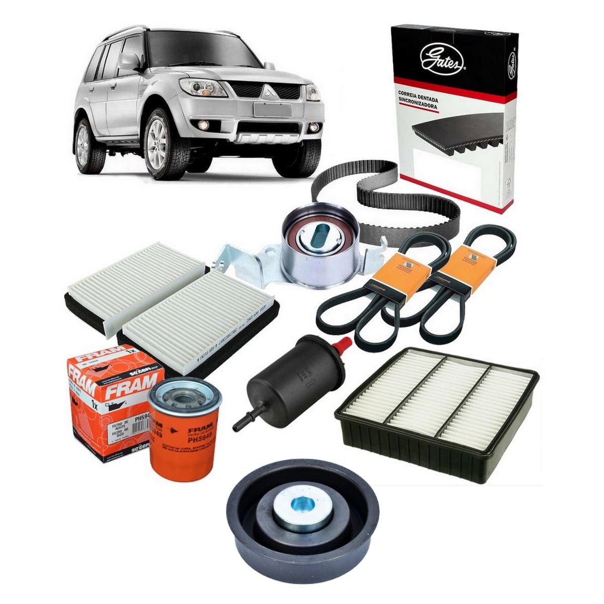 Correia Dentada Pajero Tr4 2012 Flex Polia Filtro Poly v Kit