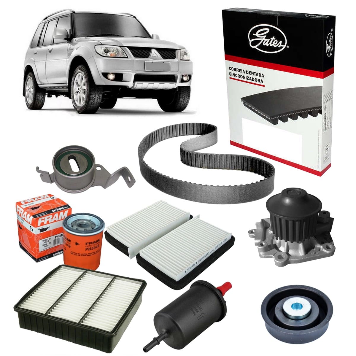 Correia Dentada Pajero Tr4 2008 Polia Filtro Bomba Dágua