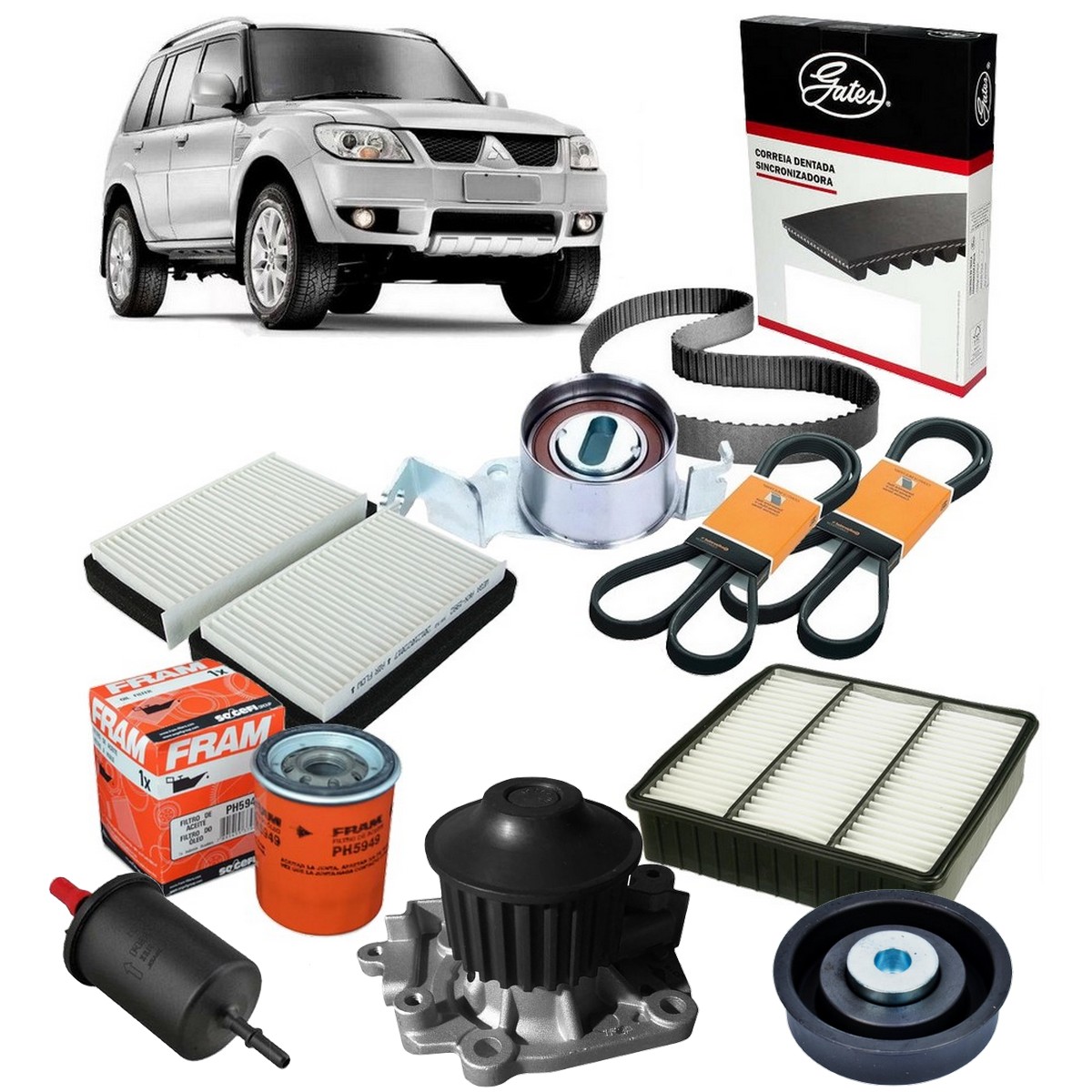 Correia Dentada Tr4 2014 Polia Bomba Dágua Poly v Filtro