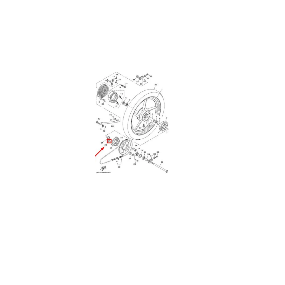 Factor 125 Porca M8 Do Cubo Roda Traseira Yamaha Genuíno