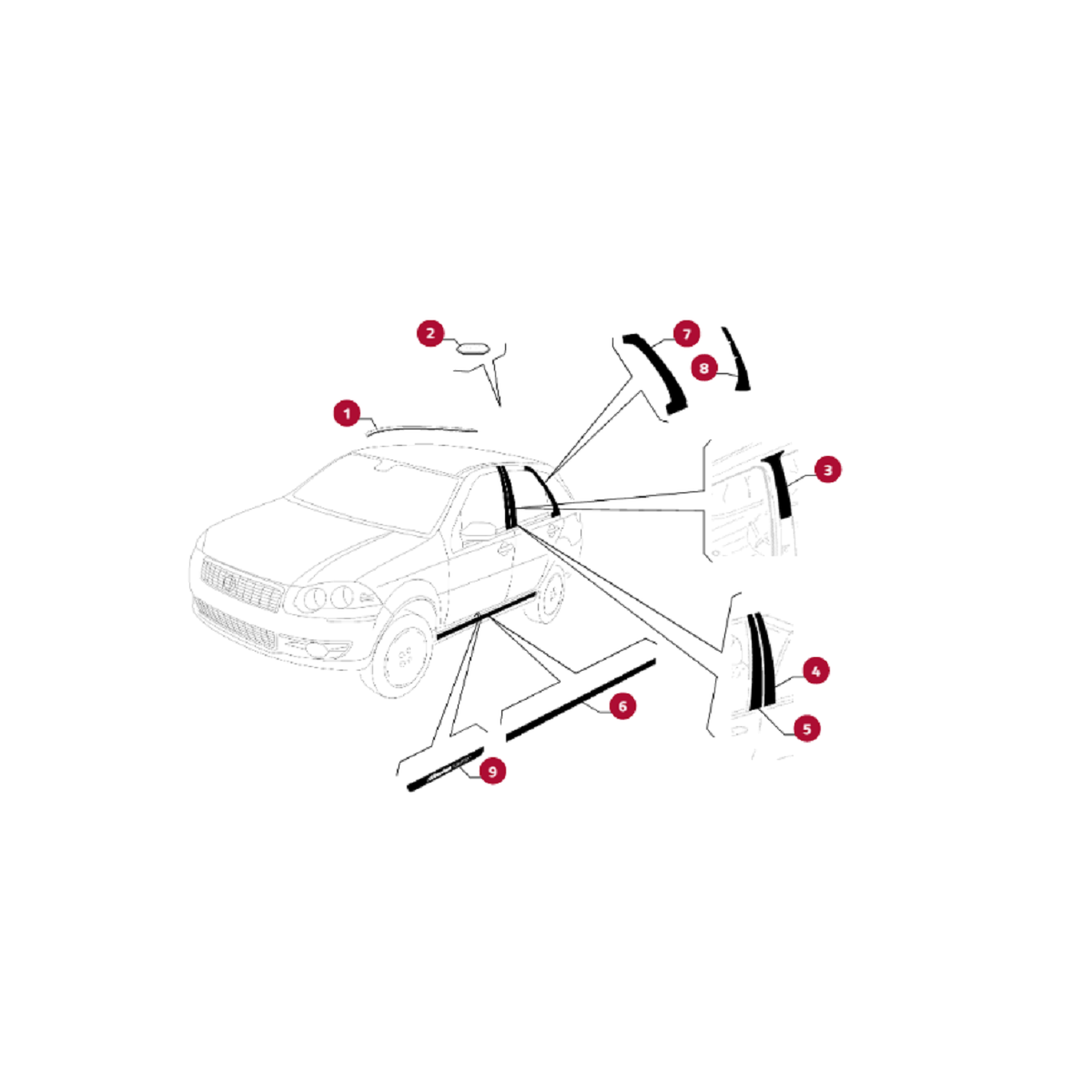 Fiat Palio Weekend Emblema Adesivo Porta Traseira LD Genuíno