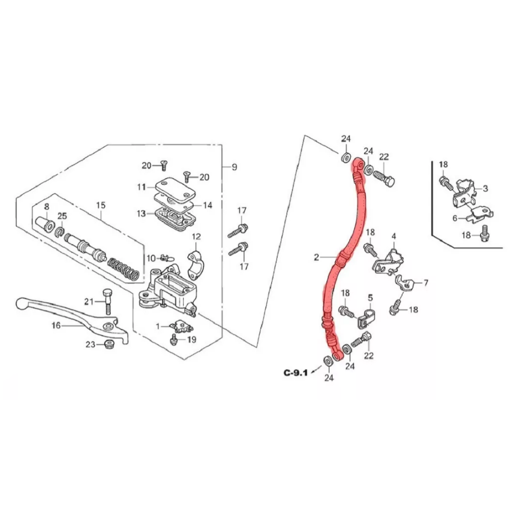 Honda Cg150 Fan Esdi Mangueira Freio Dianteiro Novo Original