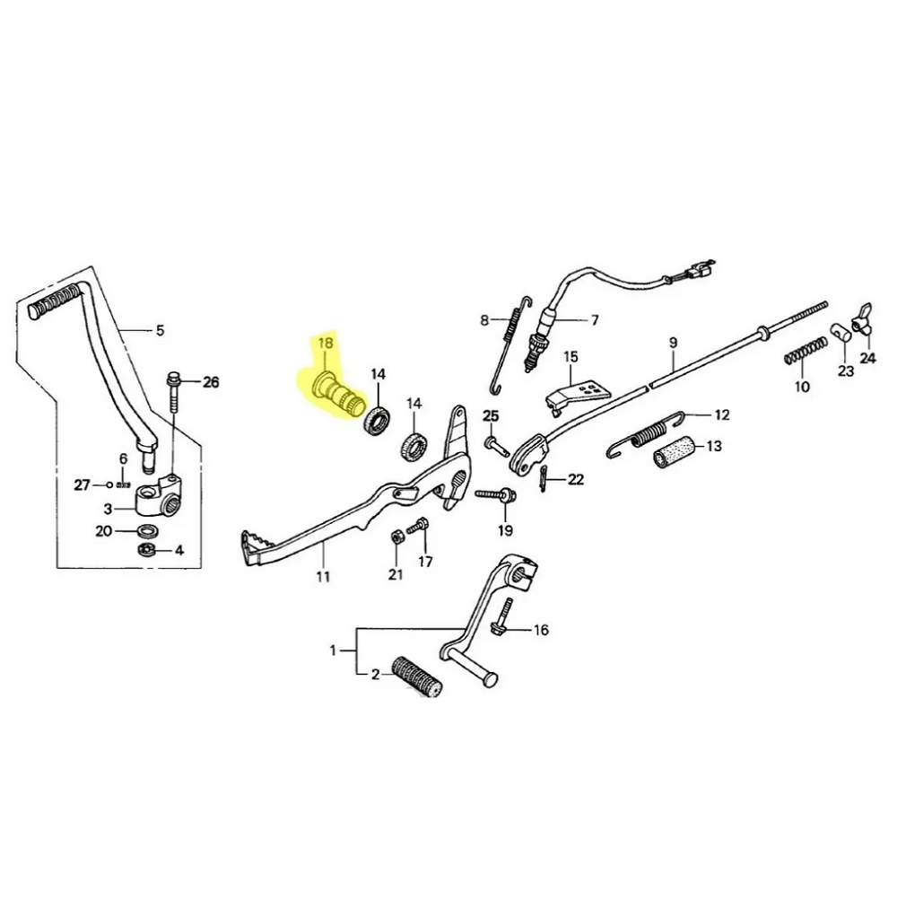 Honda NX 150 Eixo Pedal De Freio Genuíno