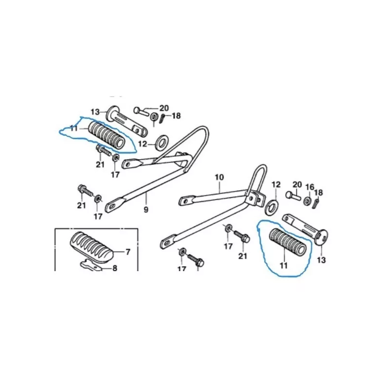 Honda XL 125S Borracha Pedal De Apoio Traseiro Genuíno