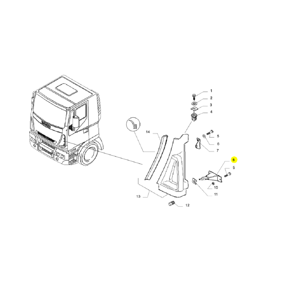 IVECO TECTOR SUPORTE DEFLETOR GRADE DA CABINE NOVO ORIGINAL