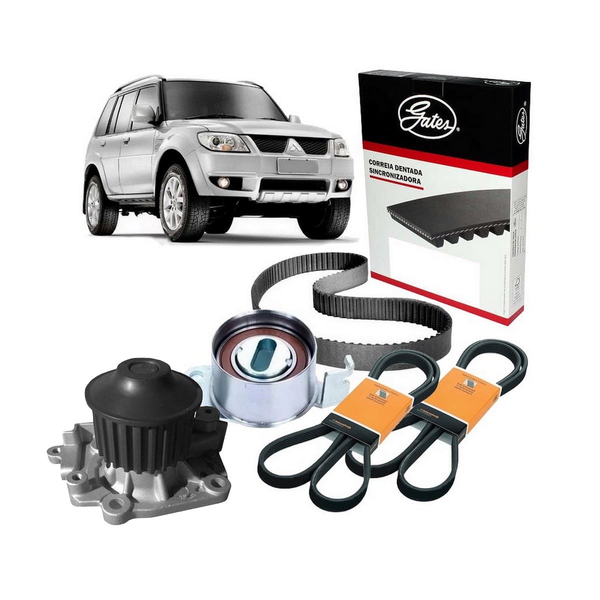 Kit Correia Dentada Poly v Pajero Tr4 2001 2002 Bomba Dágua